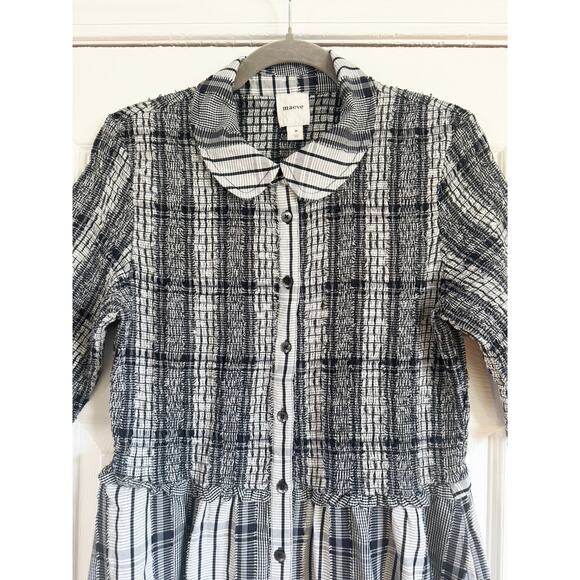 ANTHROPOLOGIE MAEVE SHORT SLEEVED SMOCKED MIDI GINGHAM SHIRTDRESS - Picture 6 of 9